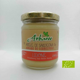 Miele di Corbezzolo Biologico - Vendita ingrosso - 12 x 250 gr - Miele Amaro Tipico Sardo - Vasetto da 250 gr - Arbarèe